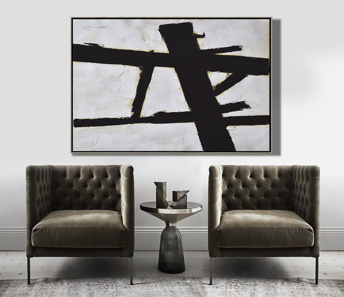 Horizontal Palette Knife Minimalist Art #C1Z